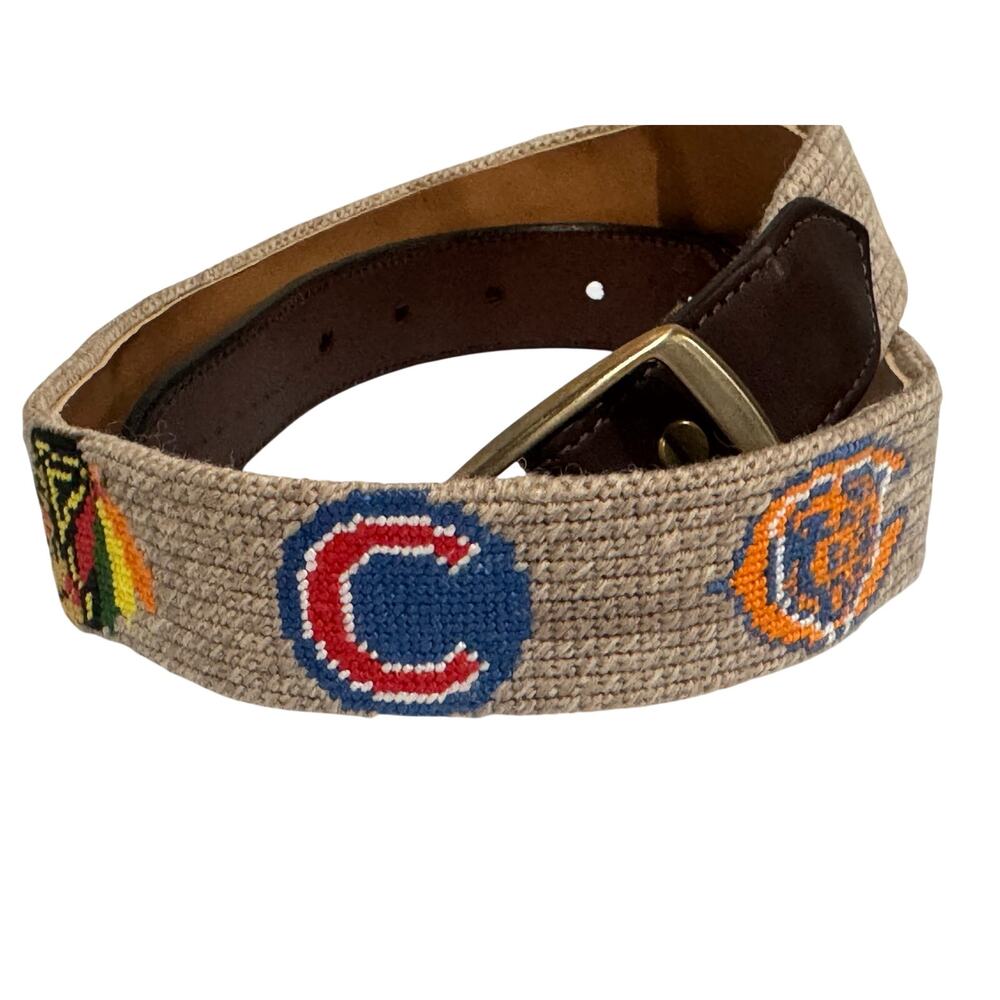 Chicago Sport Teams Needlepoint Logos Belt Size 29